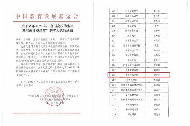 十大赌博正规信誉网址毕业生梁定义荣获2022年“全国高校毕业生基层就业卓越奖”